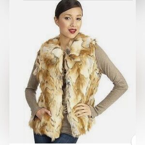 Rachel Zoe Luxurious Faux Fur Vest in Brown and Cream